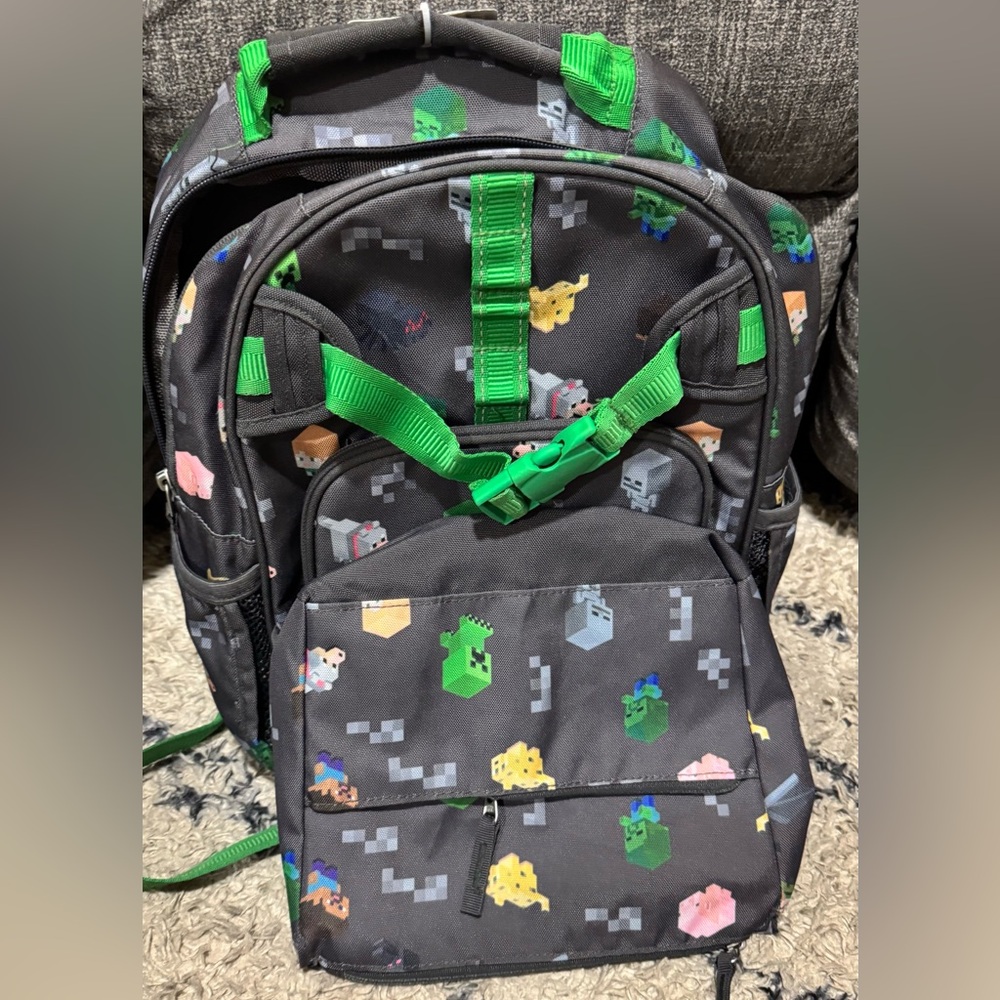 Pottery Barn Kids Pixelated Adventure Backpack - Black and Green